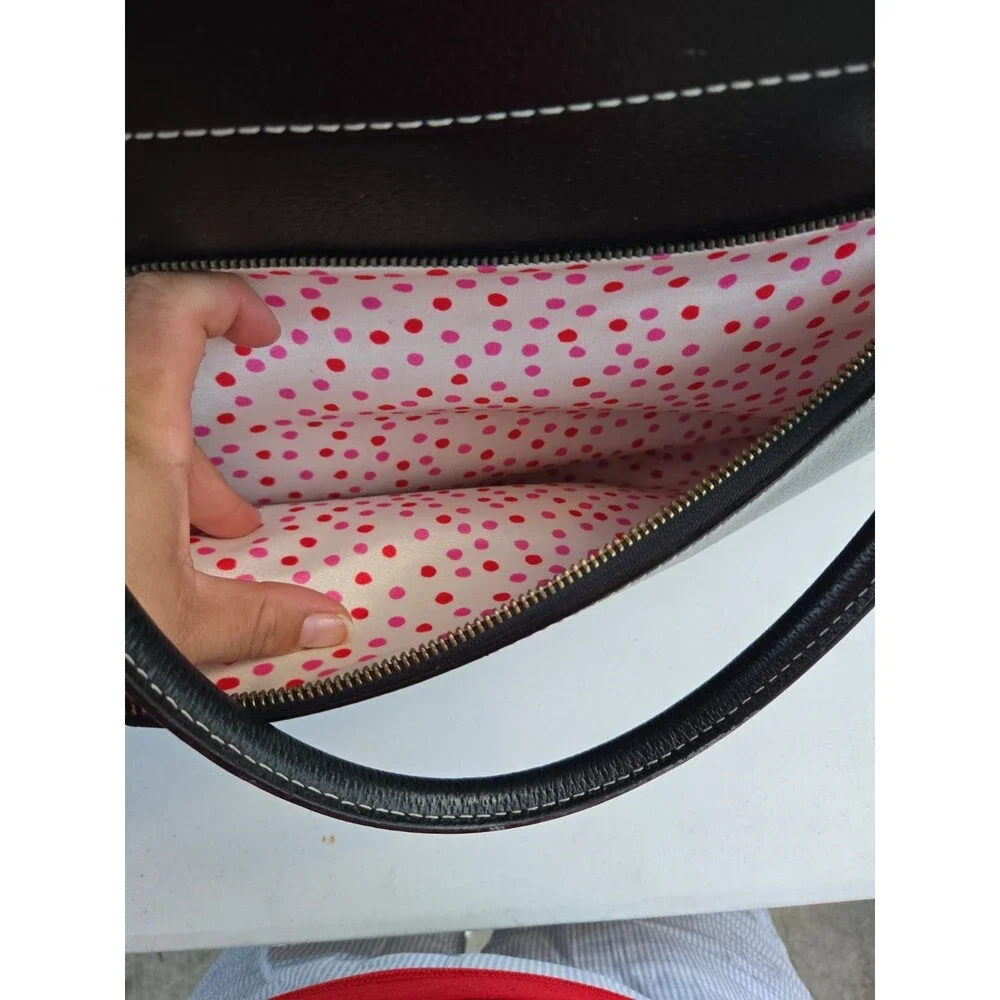 Kate Spade Black Leather Tote With Zip Front Pocket